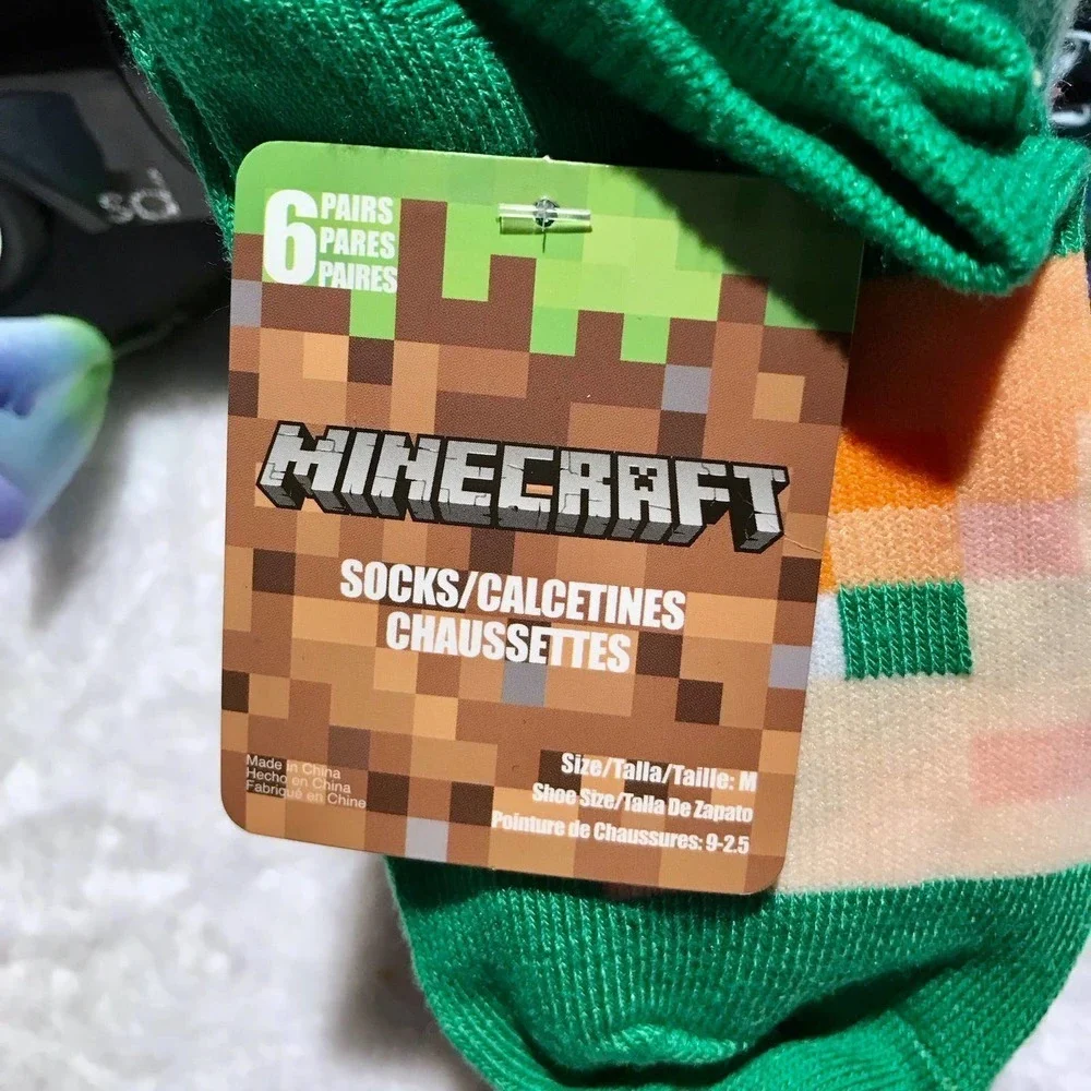 Minecraft NWT 6 Pairs No Show Socks Kids M (9-2.5)